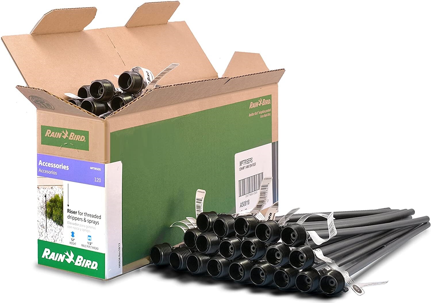 30 Rain Bird MPTRISERS Drip 1/4" PolyFlex Riser 1/2" Male Pipe Thread 12" High