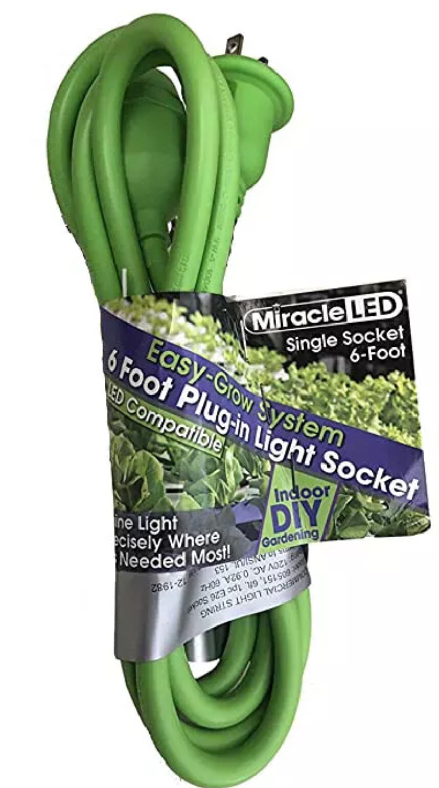 NEW - Miracle LED 6 Foot Single Socket Plug-in Light Socket for Grow Lite