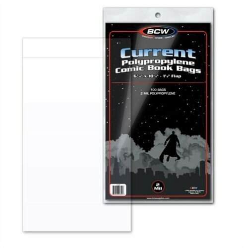 100 BCW Current / Modern Comic Book Poly Bags + Acid Free Backer Boards sleeves