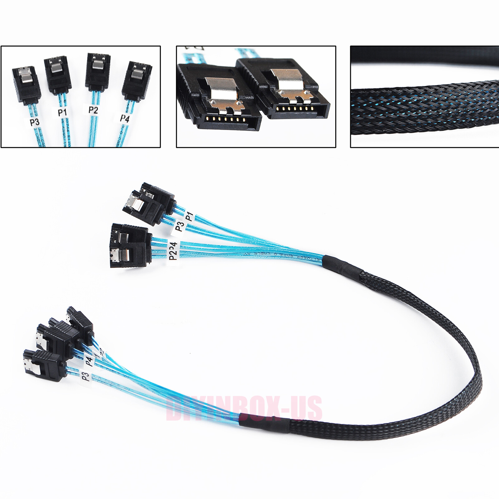 Internal SAS 4 SATA Host to 4 SATA 7pin Target Hard Disk 6Gbps Data Cable 50cm