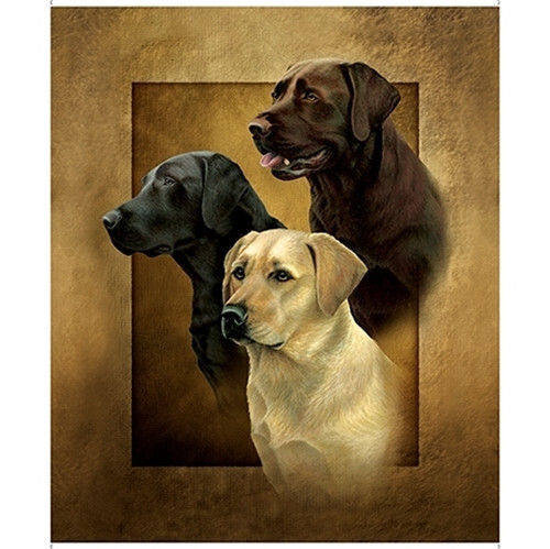 For the Love of Labs Labrador Retriever Dogs 36x44 Large Cotton Fabric Panel