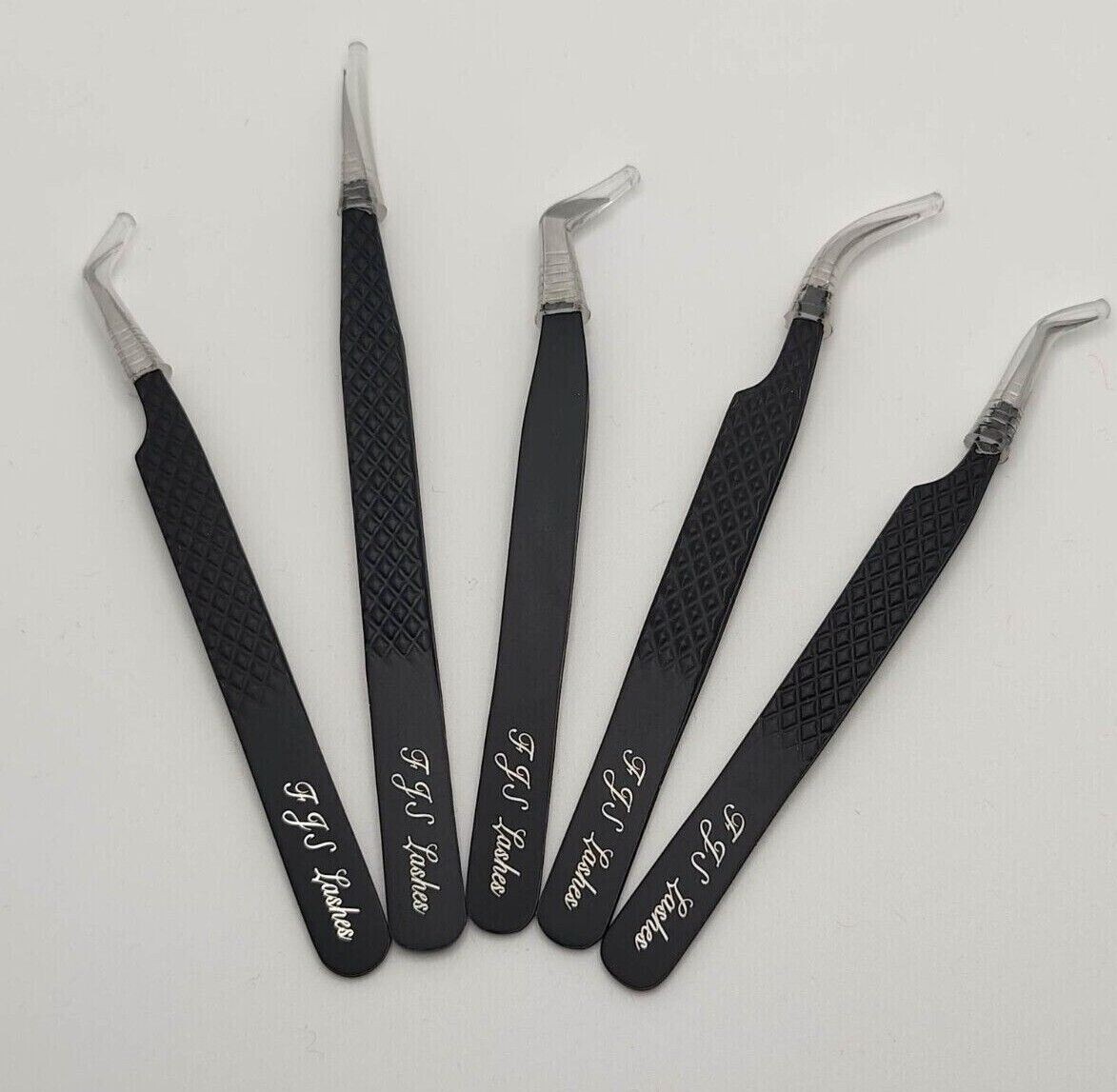 Set of 5 PCS of Eyelash Extension Tweezers Kit Diamond Grip for Lash Artists