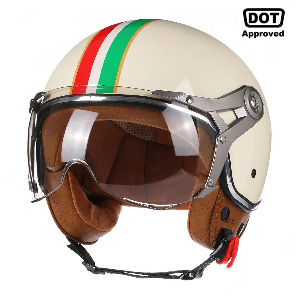 NTLTP Motorcycle Helmet for Adult Retro Vintage Half Face for Vespa DOT Approved