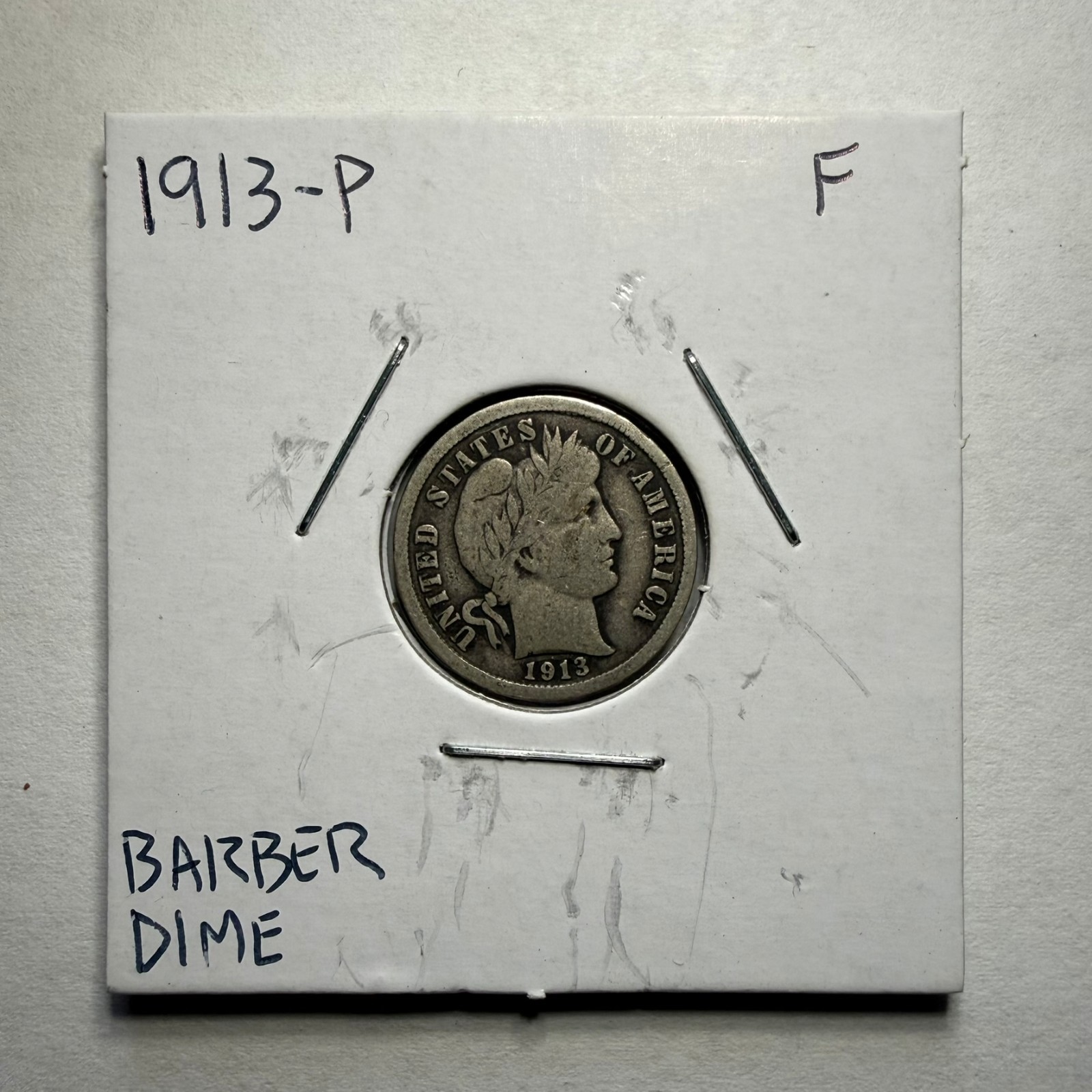 1913-P Barber Dime 10C SILVER - Fine (F)