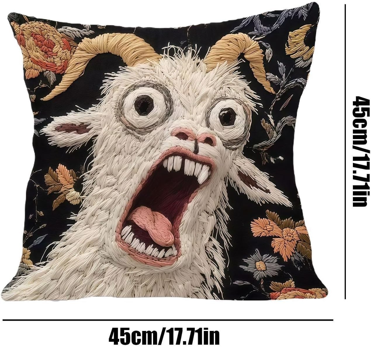 Surreal Art Screaming Goat Linen Pillow Covers Cushion Case Housewarming Gift