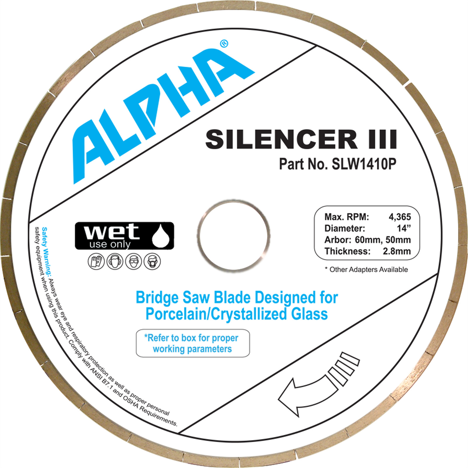 Alpha Professional Tools Silencer III 14"- For Porcelain- SLW1410P