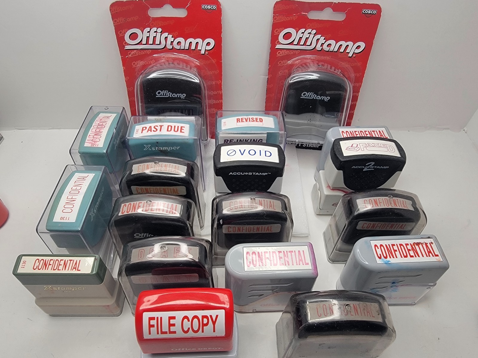 19 Office Depot Stamp | Xstamper LOT PAID RCVD FILE CONFIDENTIAL FAX DRAFT REVIS