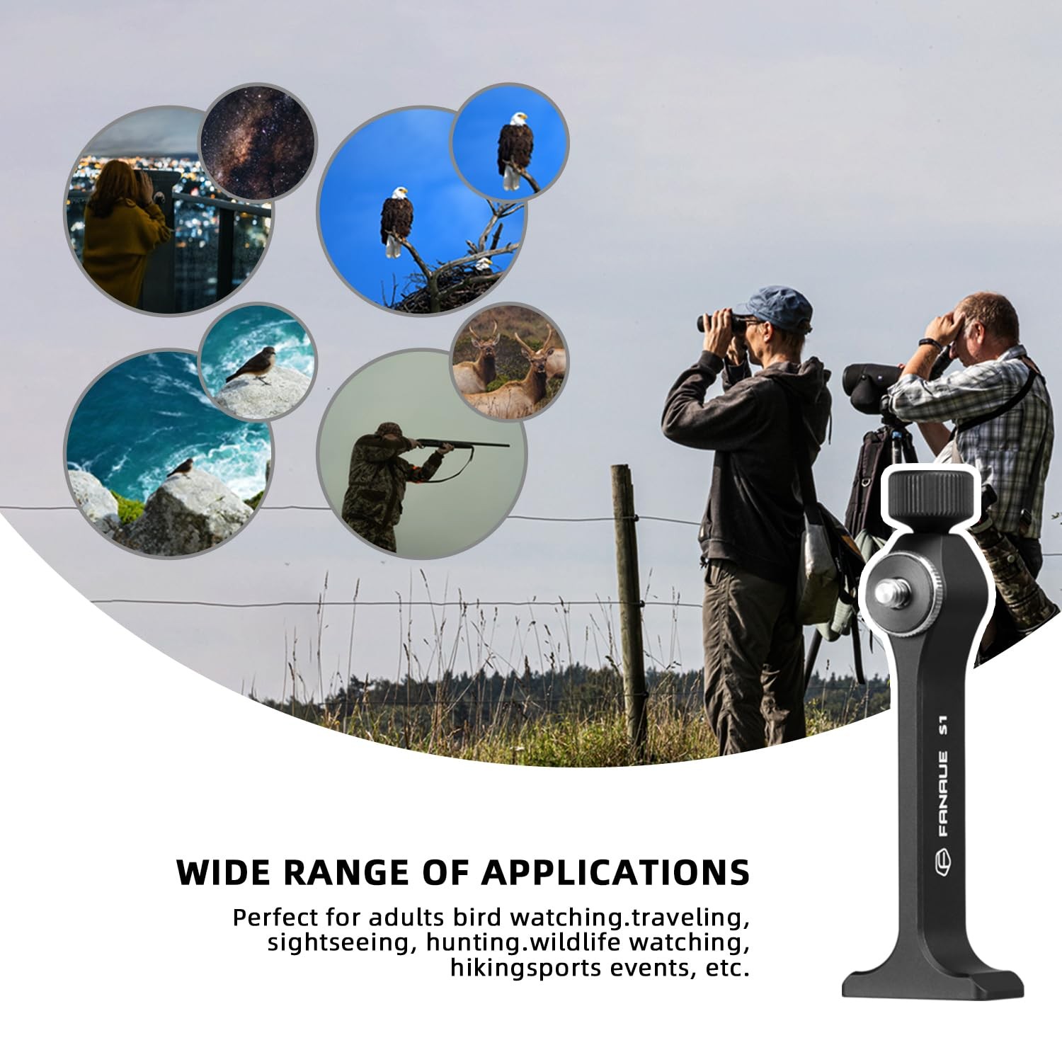 Aluminum Binocular Tripod Adapter with 1/4" Thread