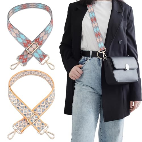 2 PCS Purse Strap,1.5" Wide Shoulder Strap Adjustable Orange Grey