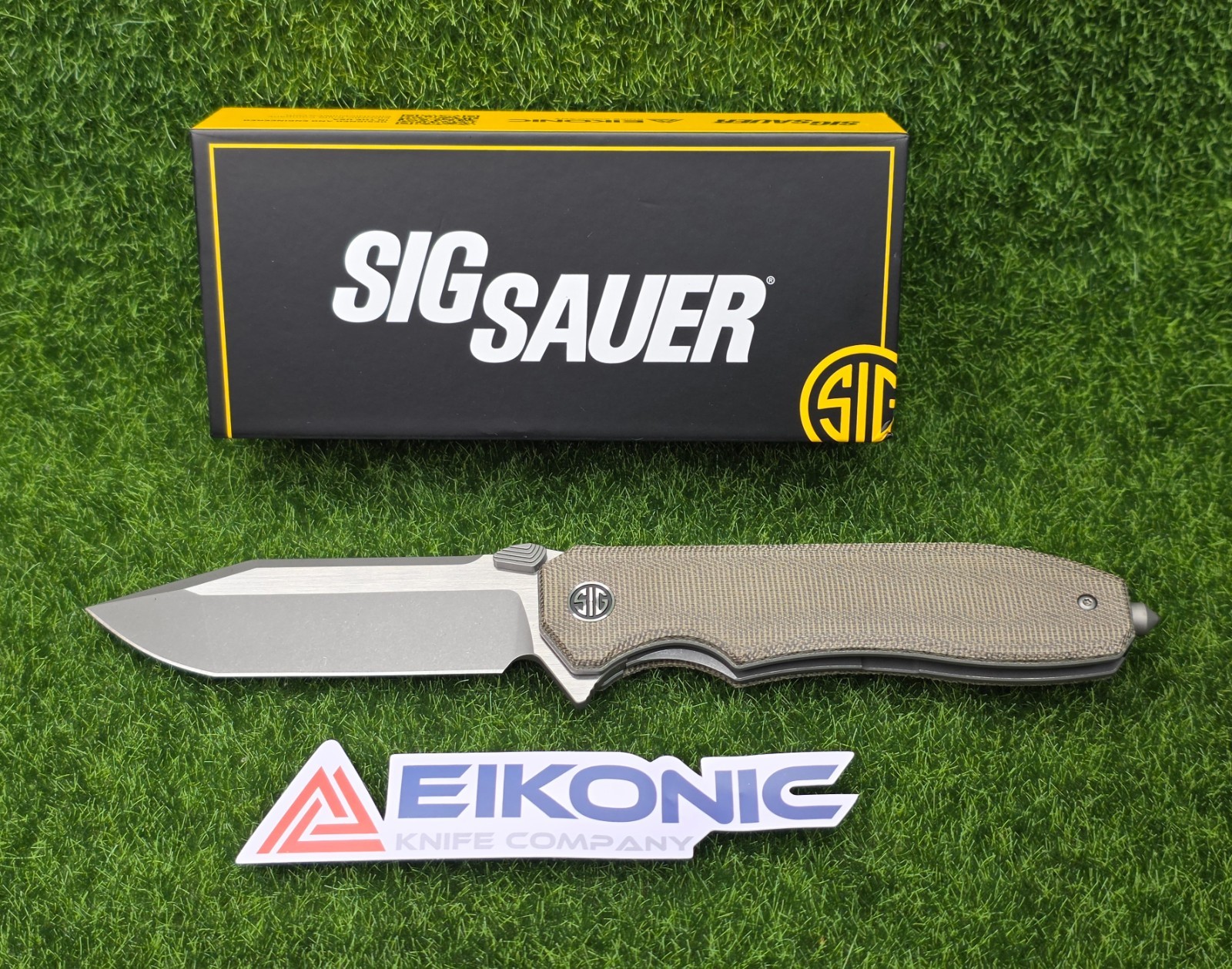 EIKONIC/SIG SAUER VALIDUS 3.78" Tanto Satin Blade Knife, Green Micarta - VA9GT