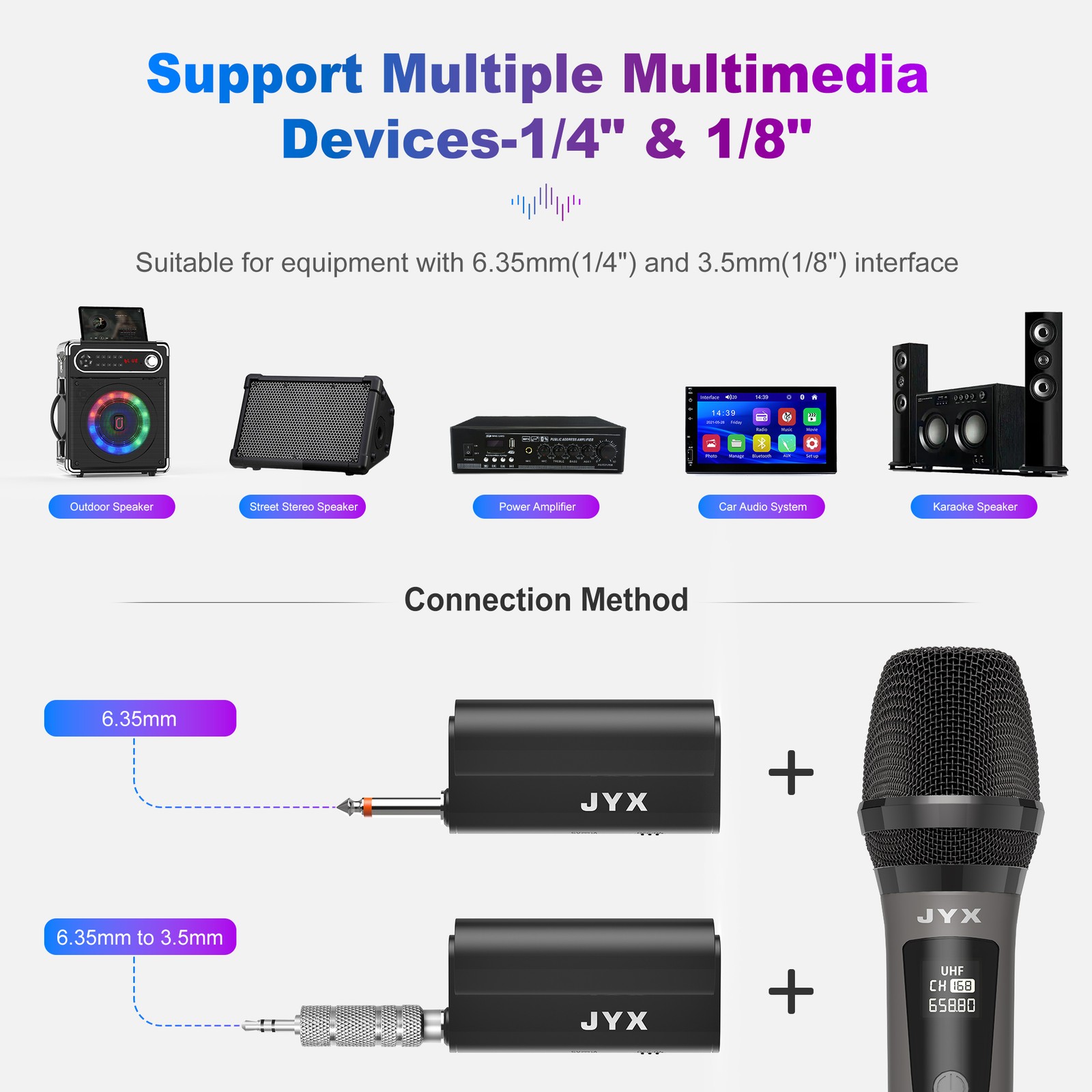 FarFun Wireless Microphone Rechargeable UHF Handheld Mic for Stage Performance
