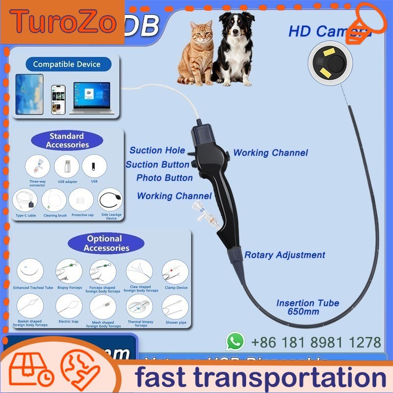 366307756305 Vet Use USB Disposable Electronic Flexible Endoscope 650mm Support