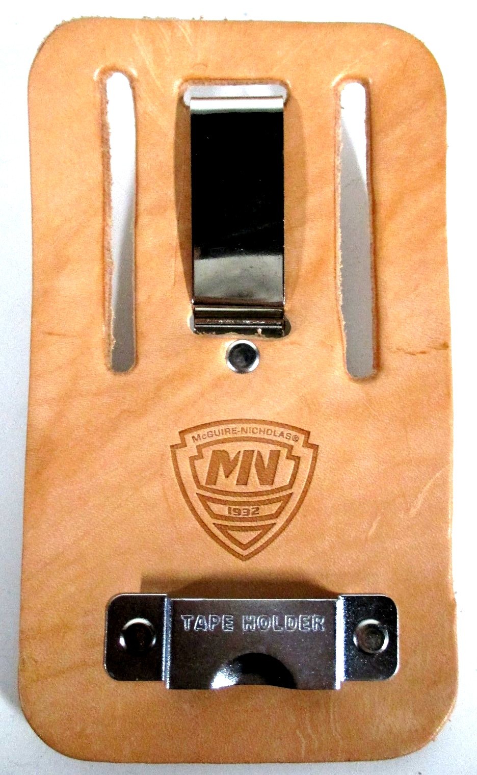 McGuire Nicholas  Beige Saddle Leather Universal Metal Tape Clip 731-935