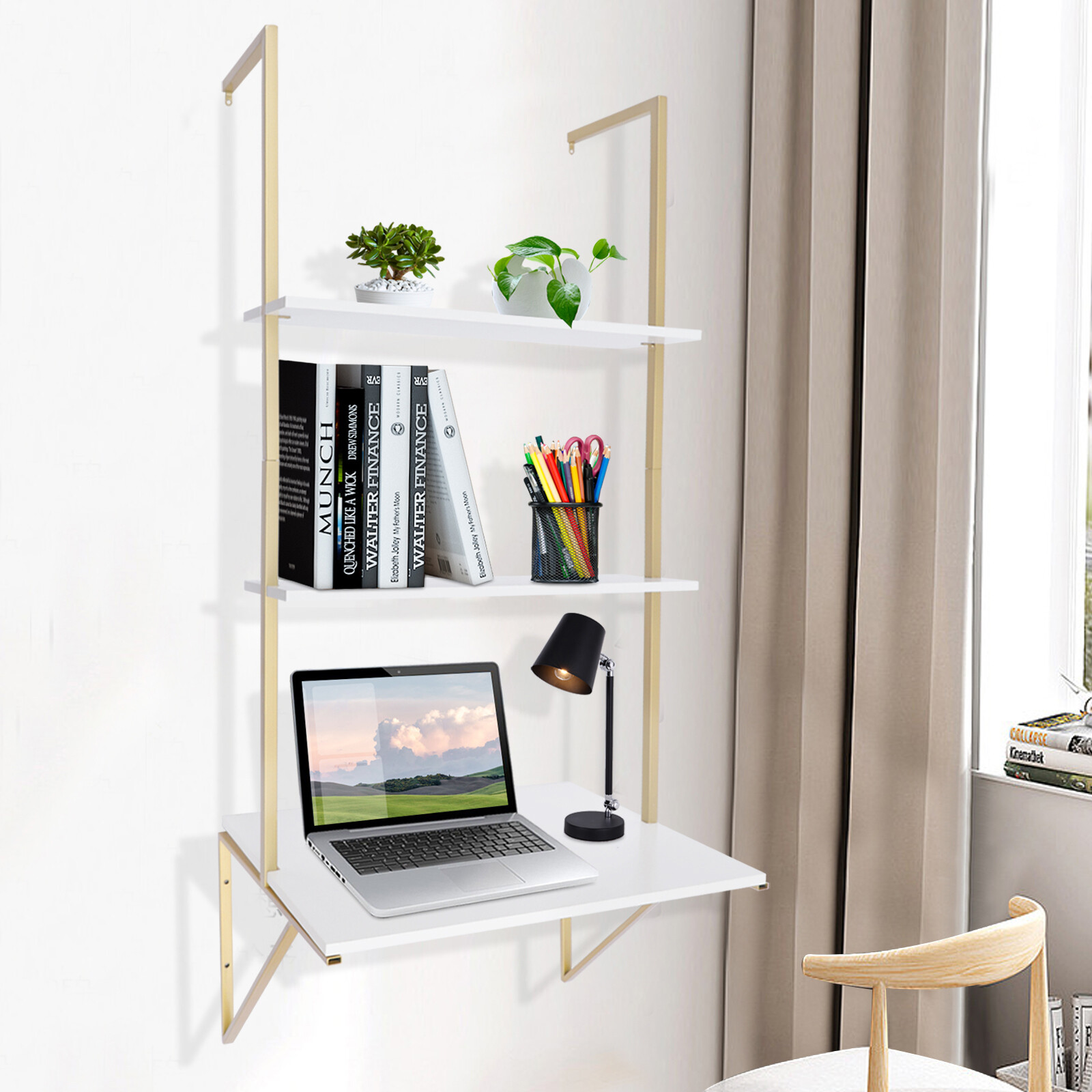 Computer Desk Wall-mounted Laptop Desk Sturdy Storage Table Desk Floating Modern