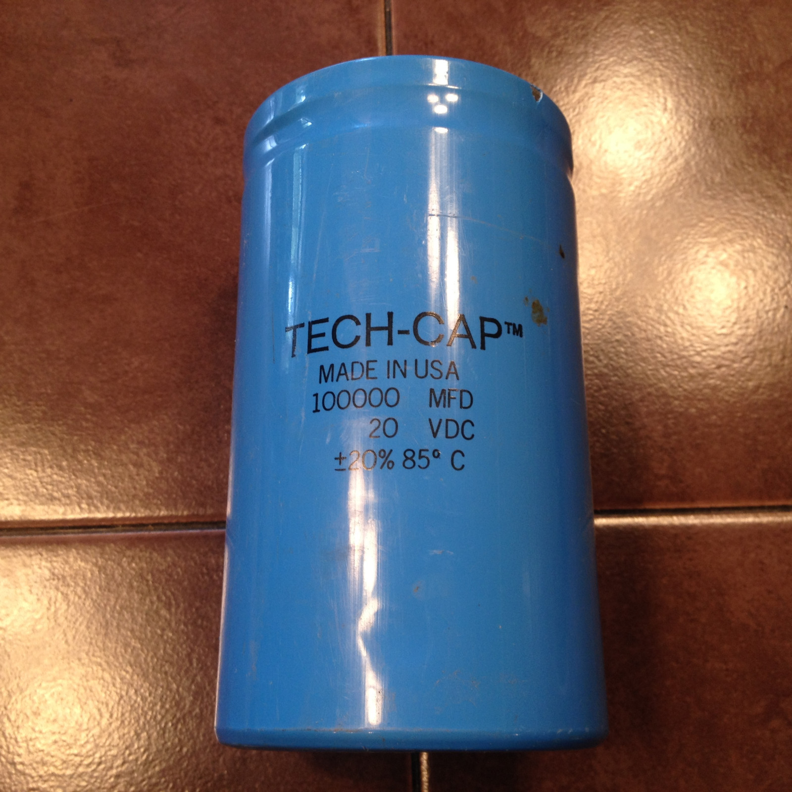 Tech-Cap 100,000 MFD, 20 VDC Can Condenser Capacitor.