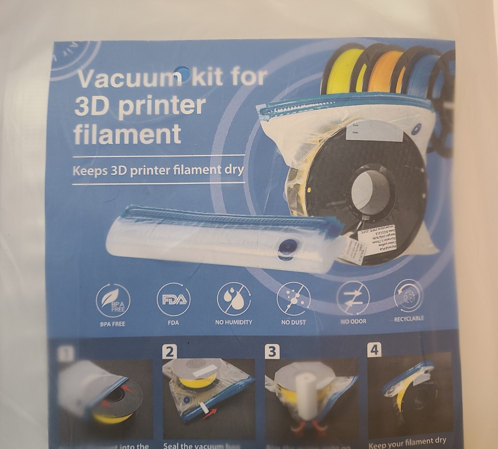 3D Printer Vaccum Kit For Domsanistor Filament Storage 1kg Spool Keeps 3D Dry