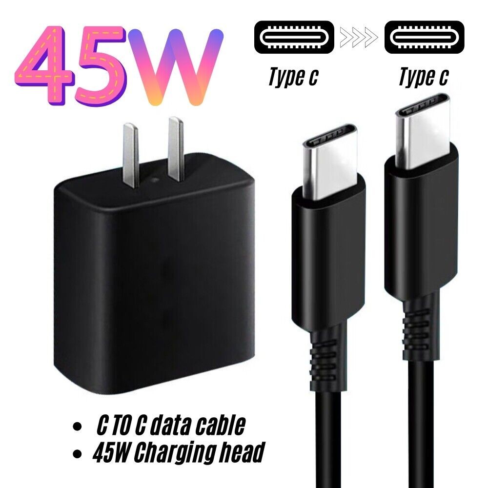 Universal 45W USB-C Super Fast Wall Charger & Cable For Samsung Galaxy S23 S24