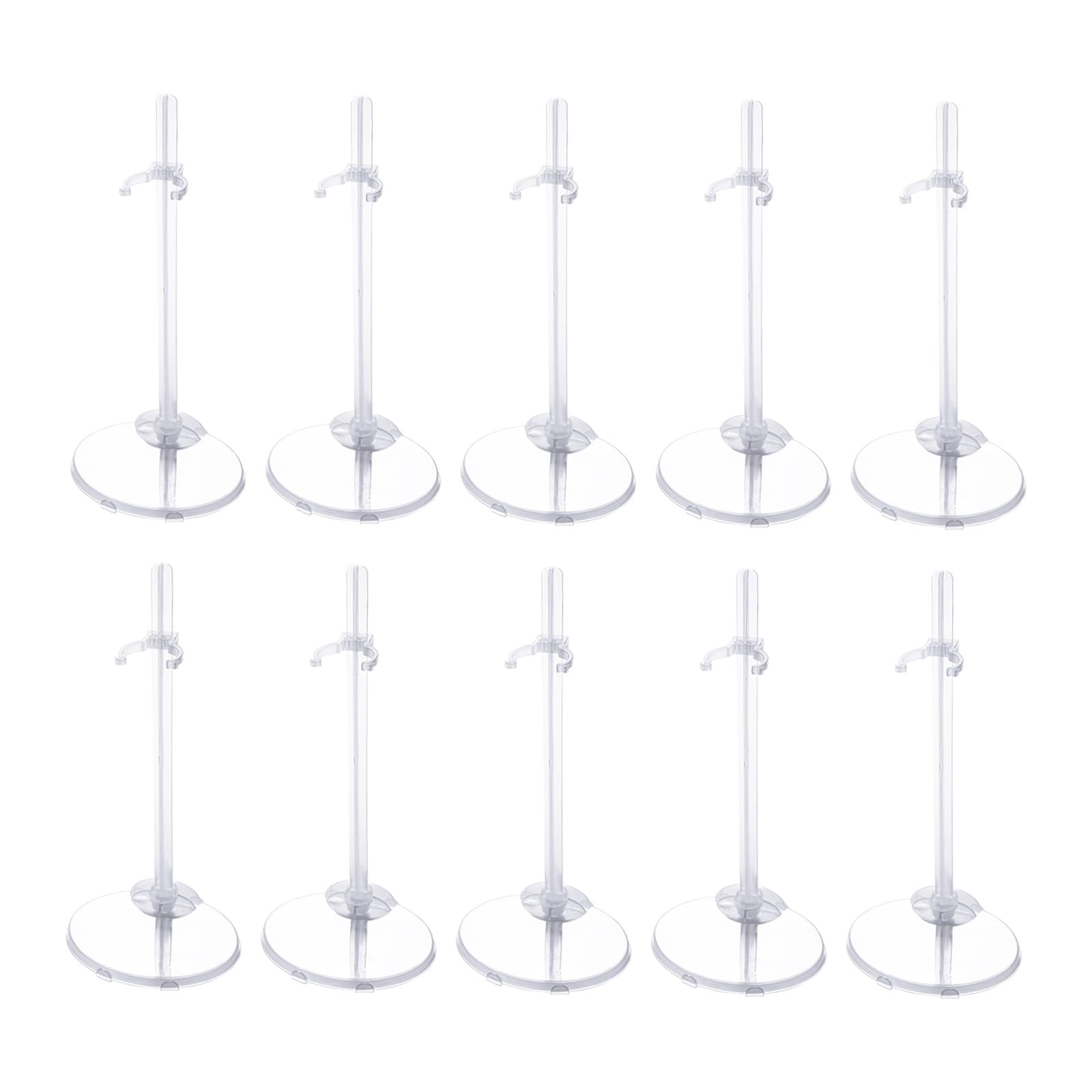 XJMWXHFC 10pc Adjustable Doll Display Holders, Clear Plastic Action CLEAR