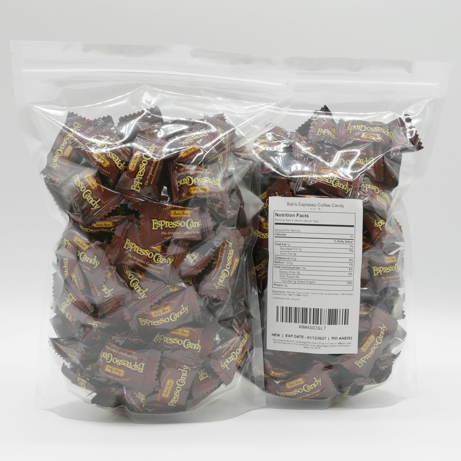 Espresso Candy 2 Lb Individually Wrapped – Bulk, Natural Espresso Coffee Flavor,