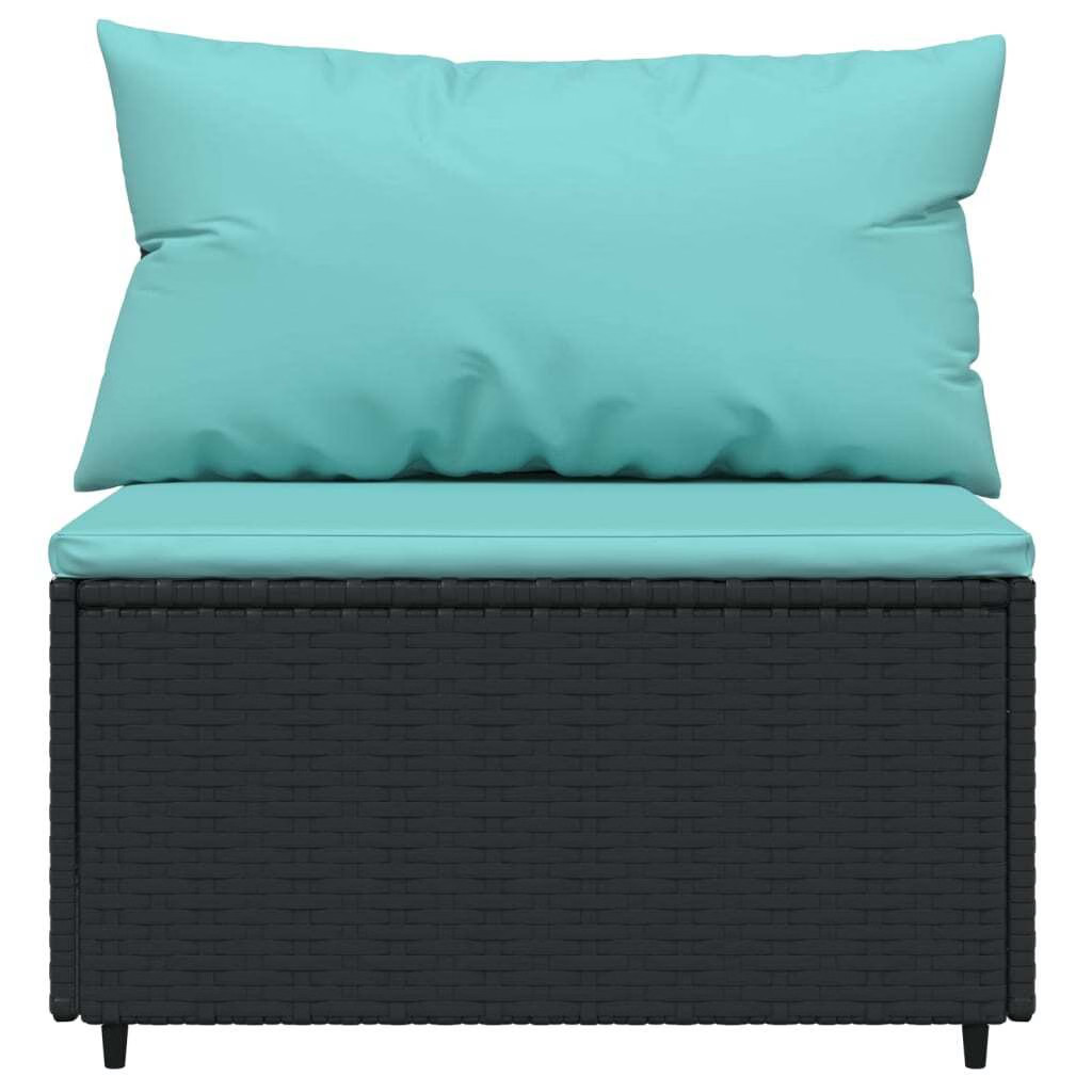 Patio Middle Sofa Black PE rattan Medium Adjustable Feet