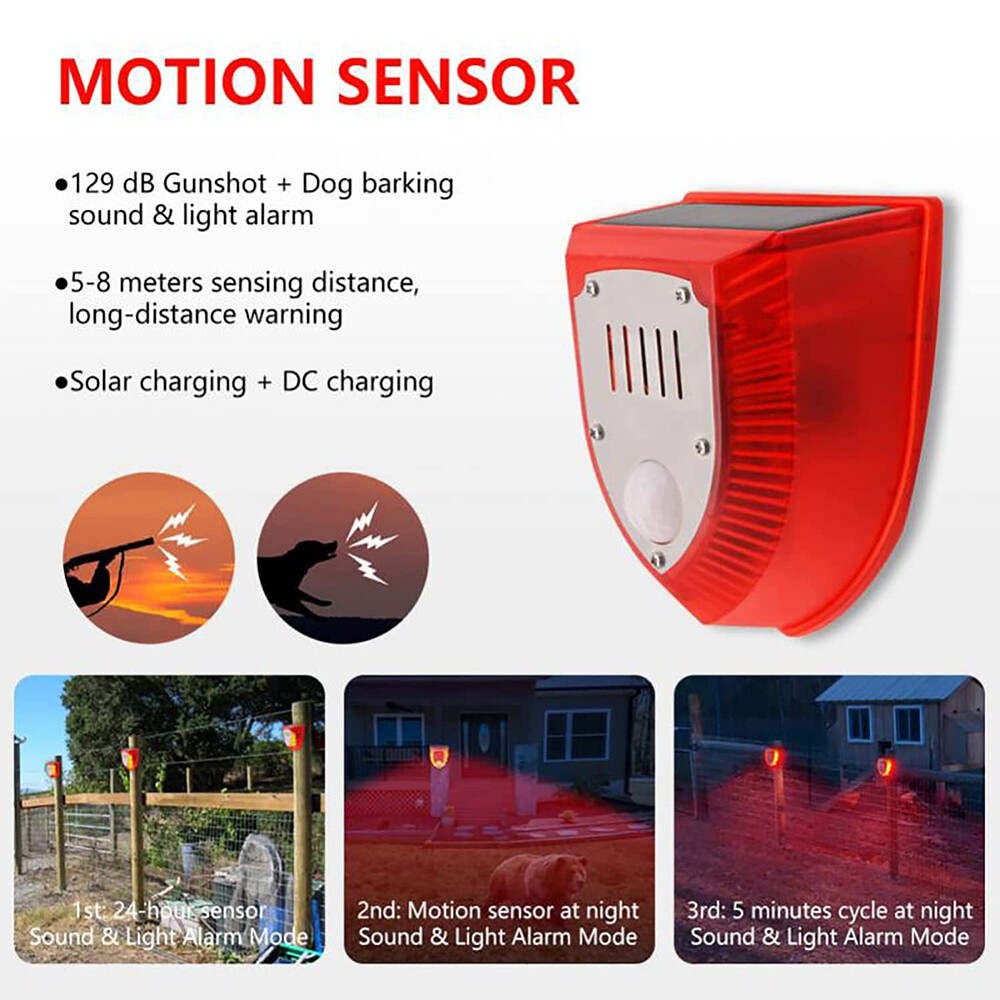 Solar Animal Repeller Light with Alarm & Motion Sensor Outdoor