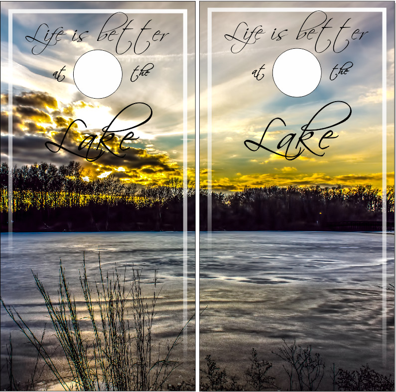 Lake Life 2 (2) LAMINATED Cornhole Wrap Bag Toss Skin Decal Sticker