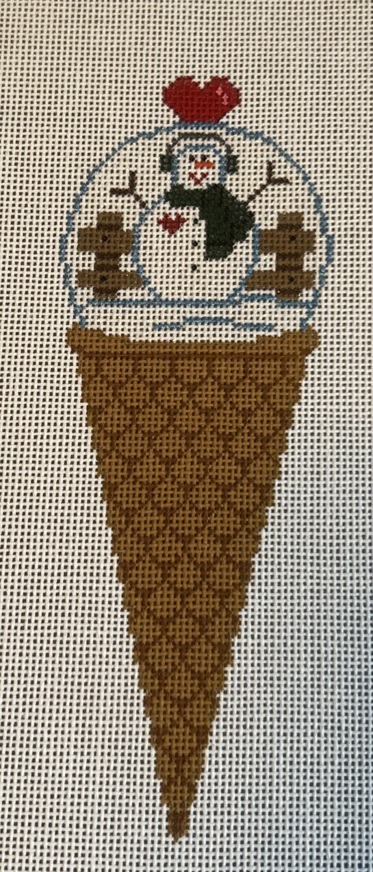 Handpainted Needlepoint Canvases Snowman In Ice Cream Come