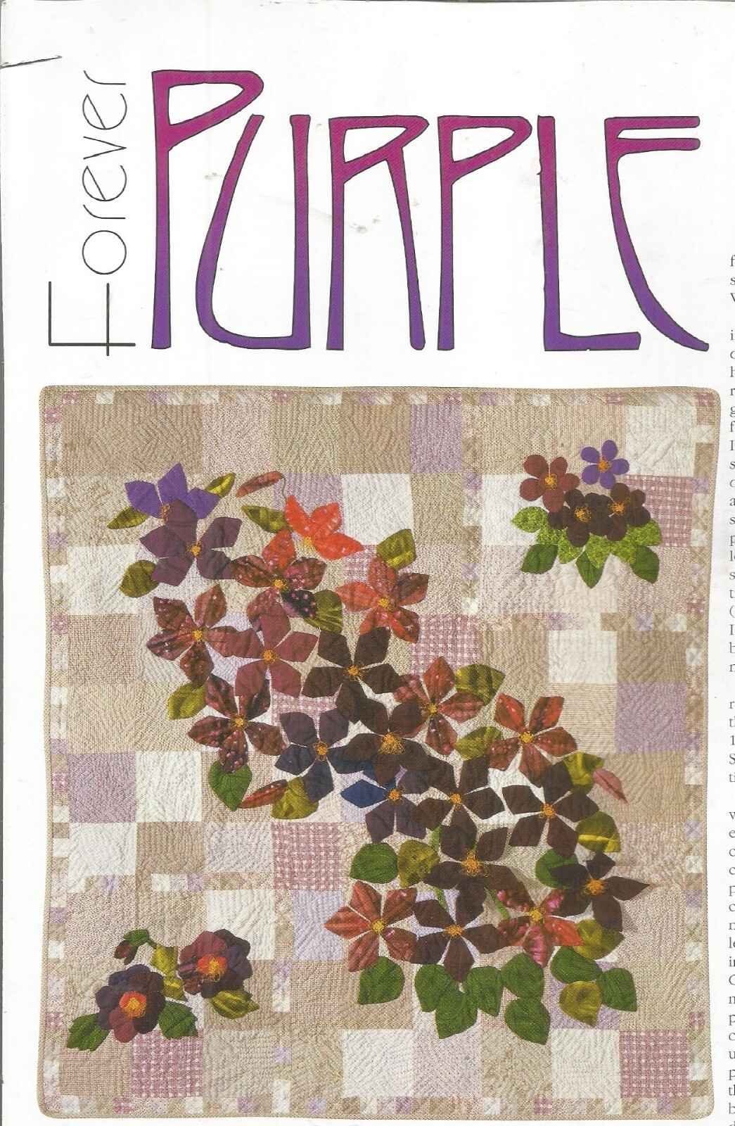 E0188  FOREVER PURPLE WALLHANGING QUILT PATTERN/INSTRUCTIONS