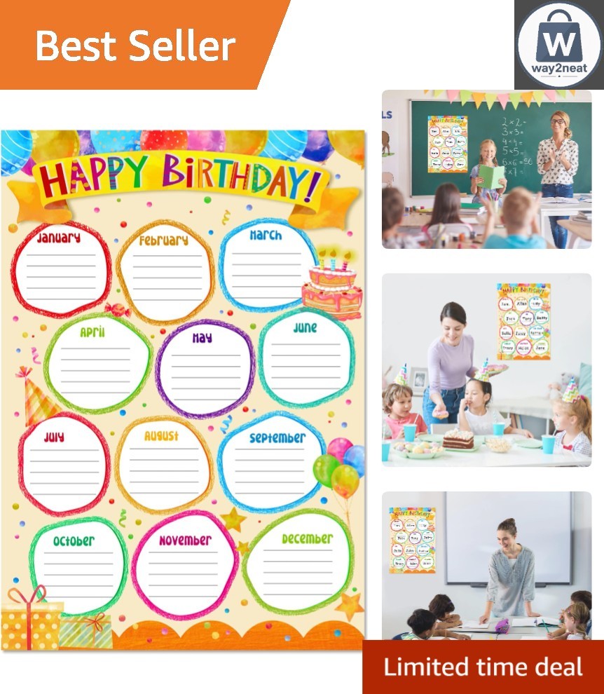 Laminated Birthday Calendar - Versatile Classroom Decoration for -Round Fun
