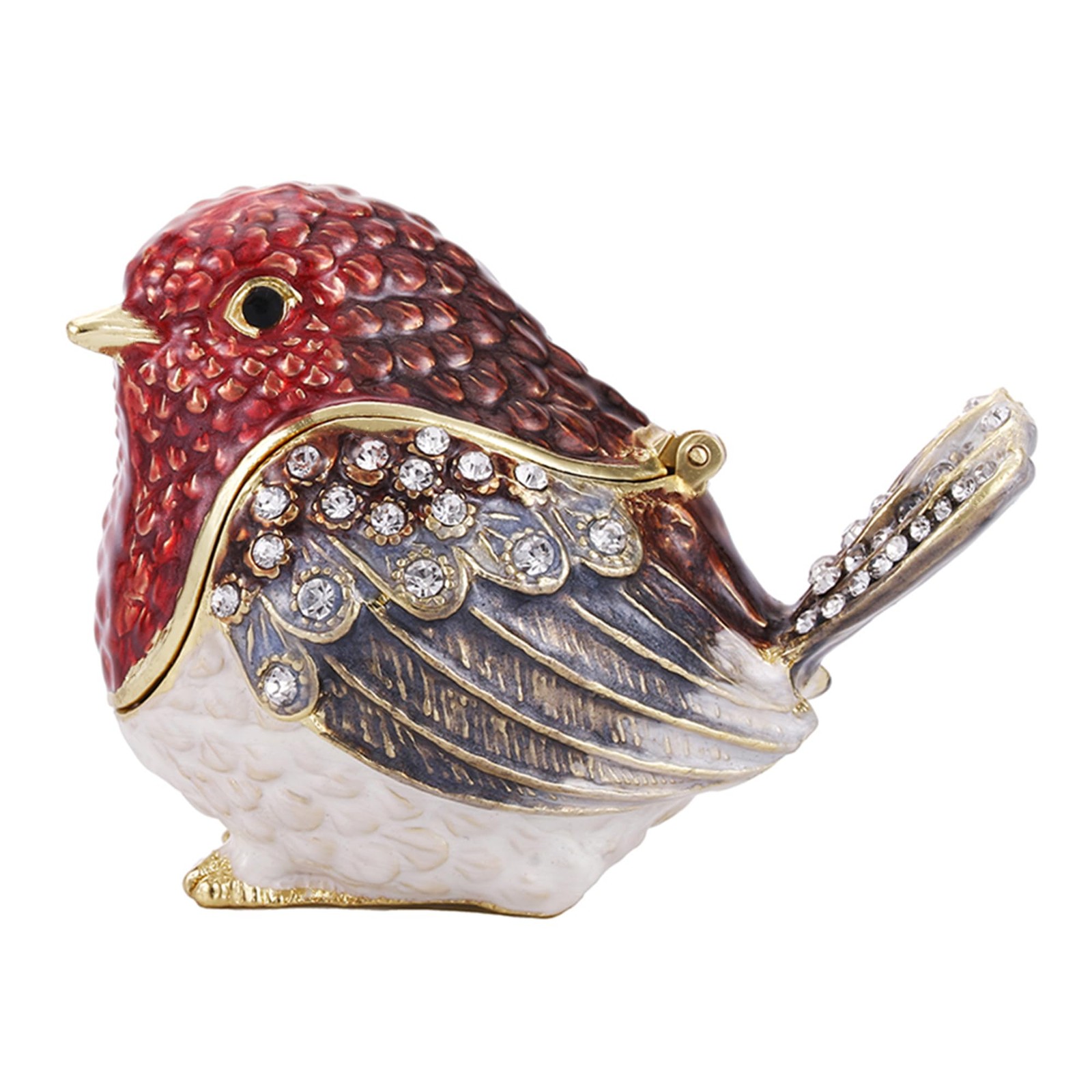 Vie jeune Hand Painted Enamel Hinged Trinket Box, Unique Mini Ring Multicolor