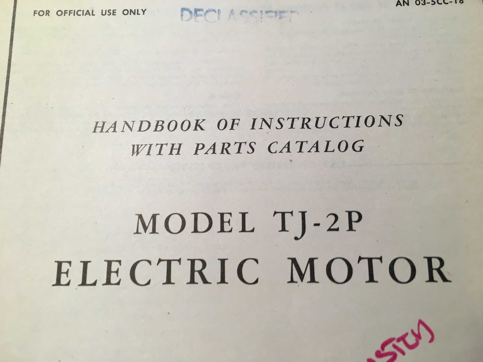 Electrical Development TJ-2P Electric Motor Service & Parts Manual