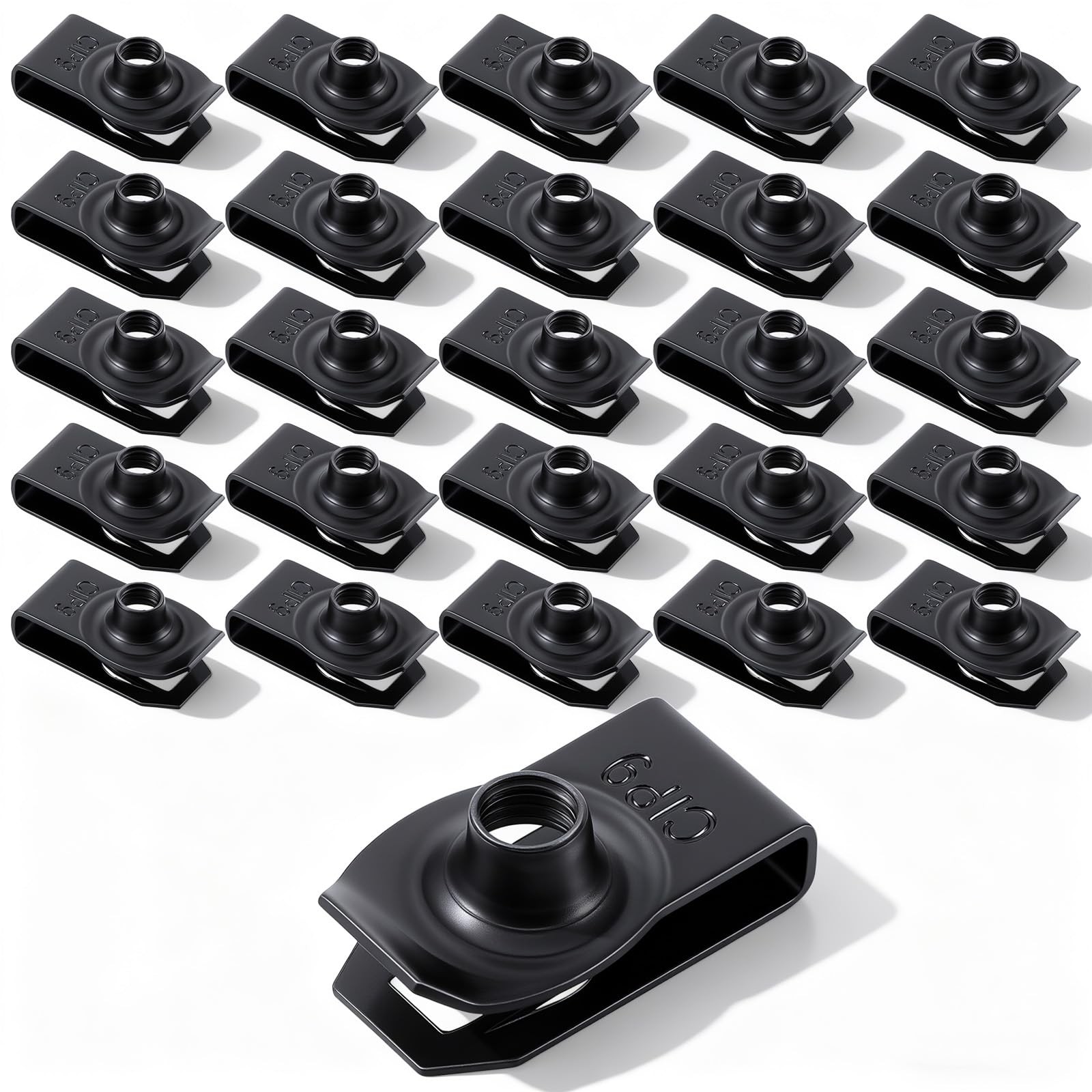 Molain 25 Pcs Extruded UType Nuts, M6 Bumper Fender U Clips Black Spring Nut ...