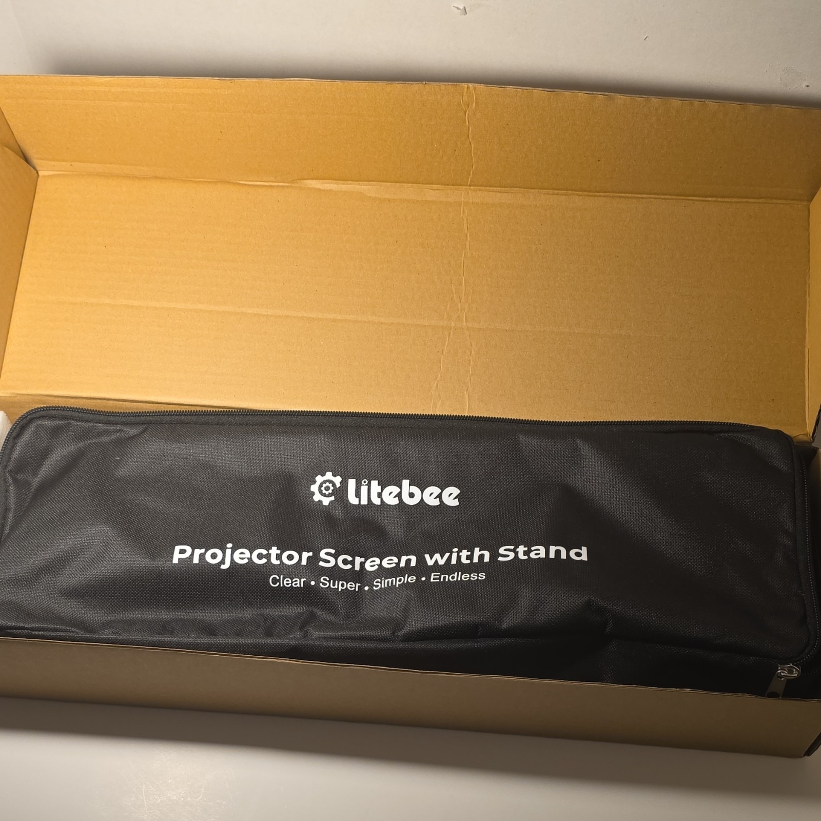 Litebee Portable Projector Screen with Stand White Black