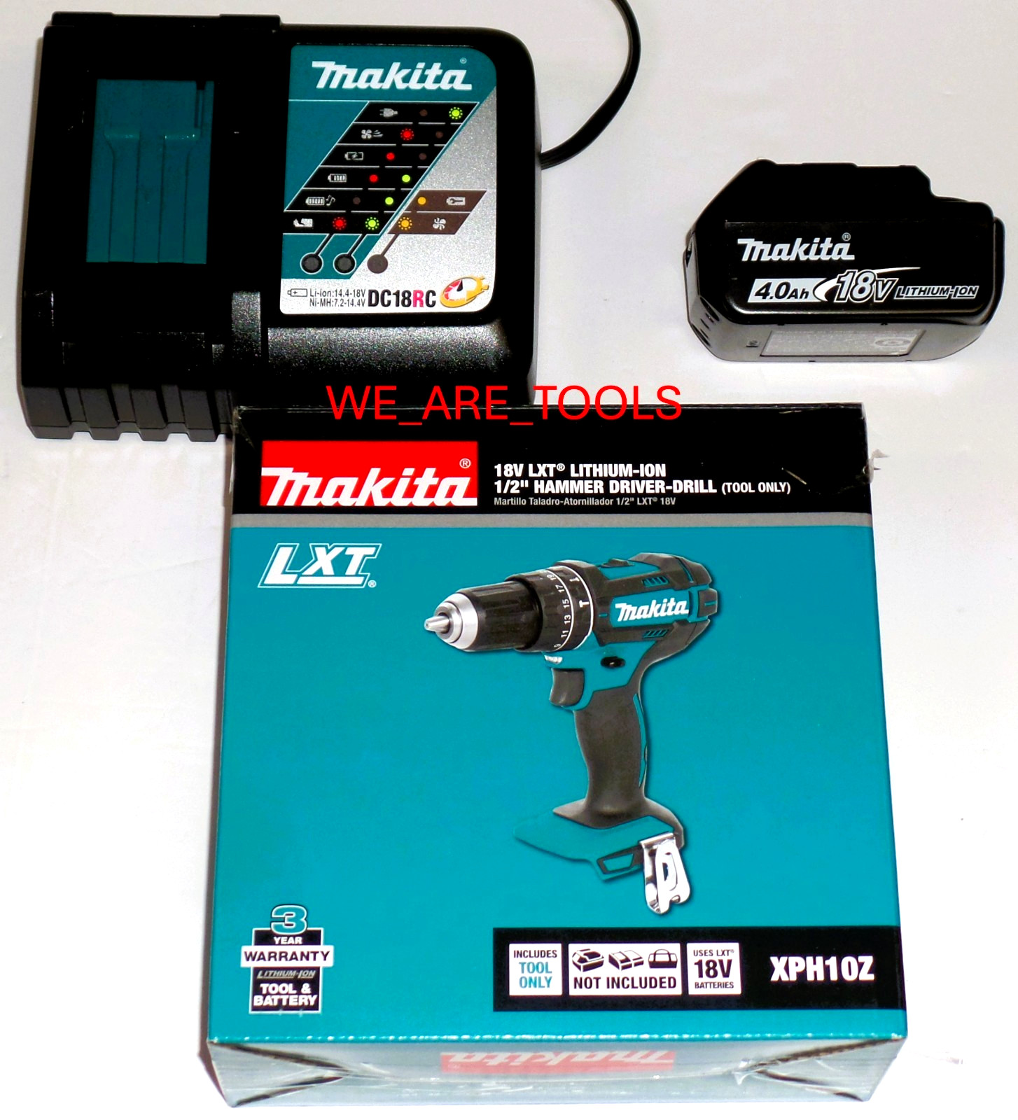 New Makita Kit 18V XPH10Z 1/2" Hammer Driver Drill, 1) 4.0 Ah Battery, Charger