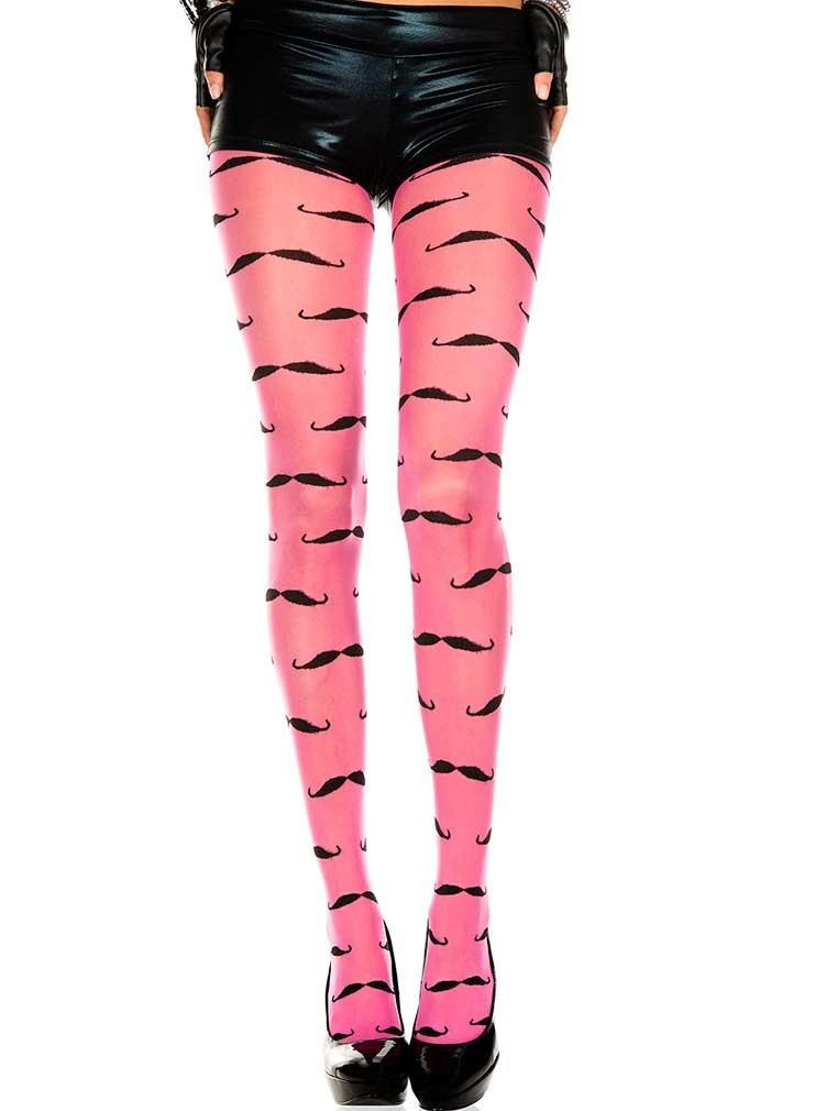 FUNKY sexy MUSIC LEGS sheer MUSTACHE print SPANDEX tights PANTYHOSE stockings