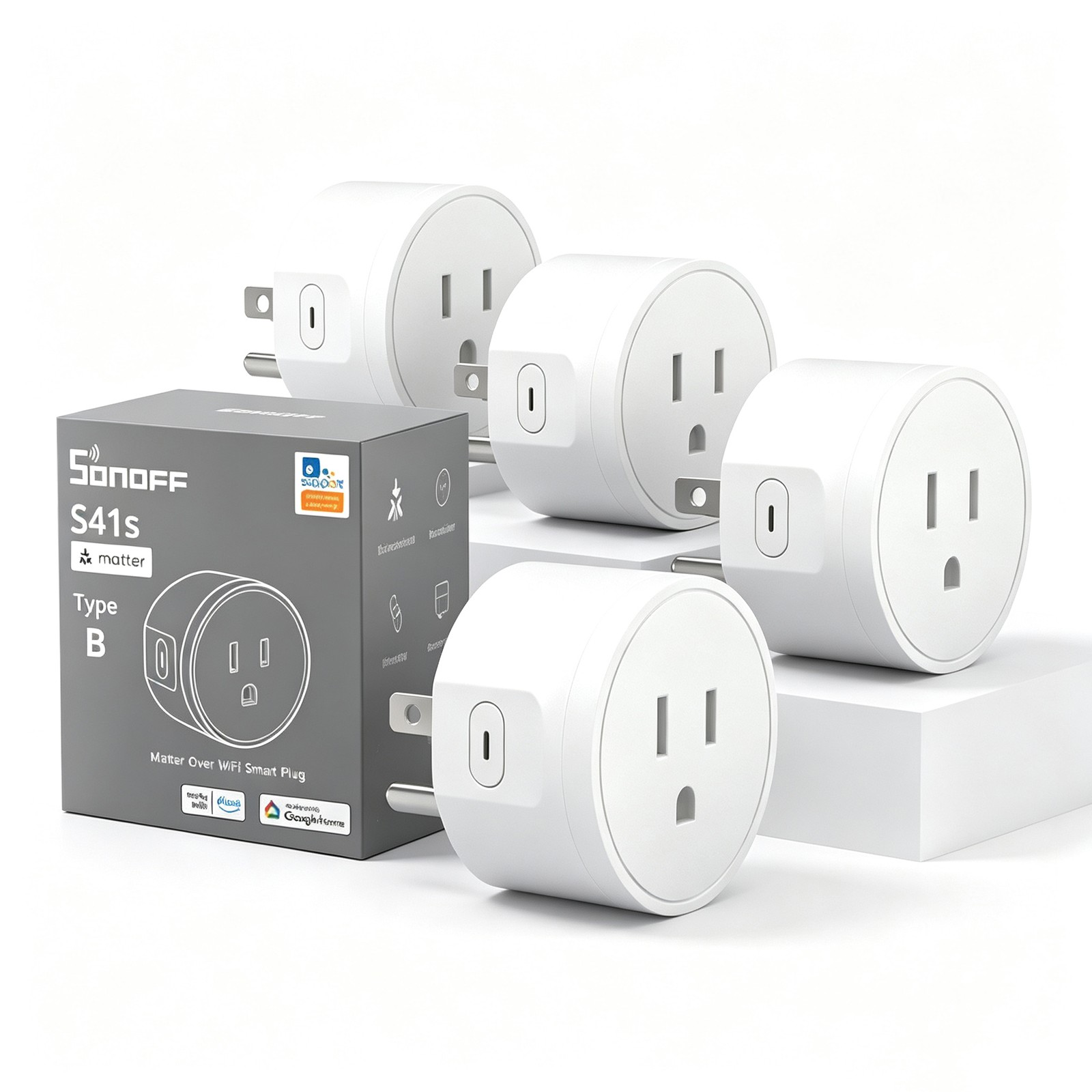 4x SONOFF Wifi Smart Plug 15A Timer Schedule Matter Smart Outlet Wireless Socket