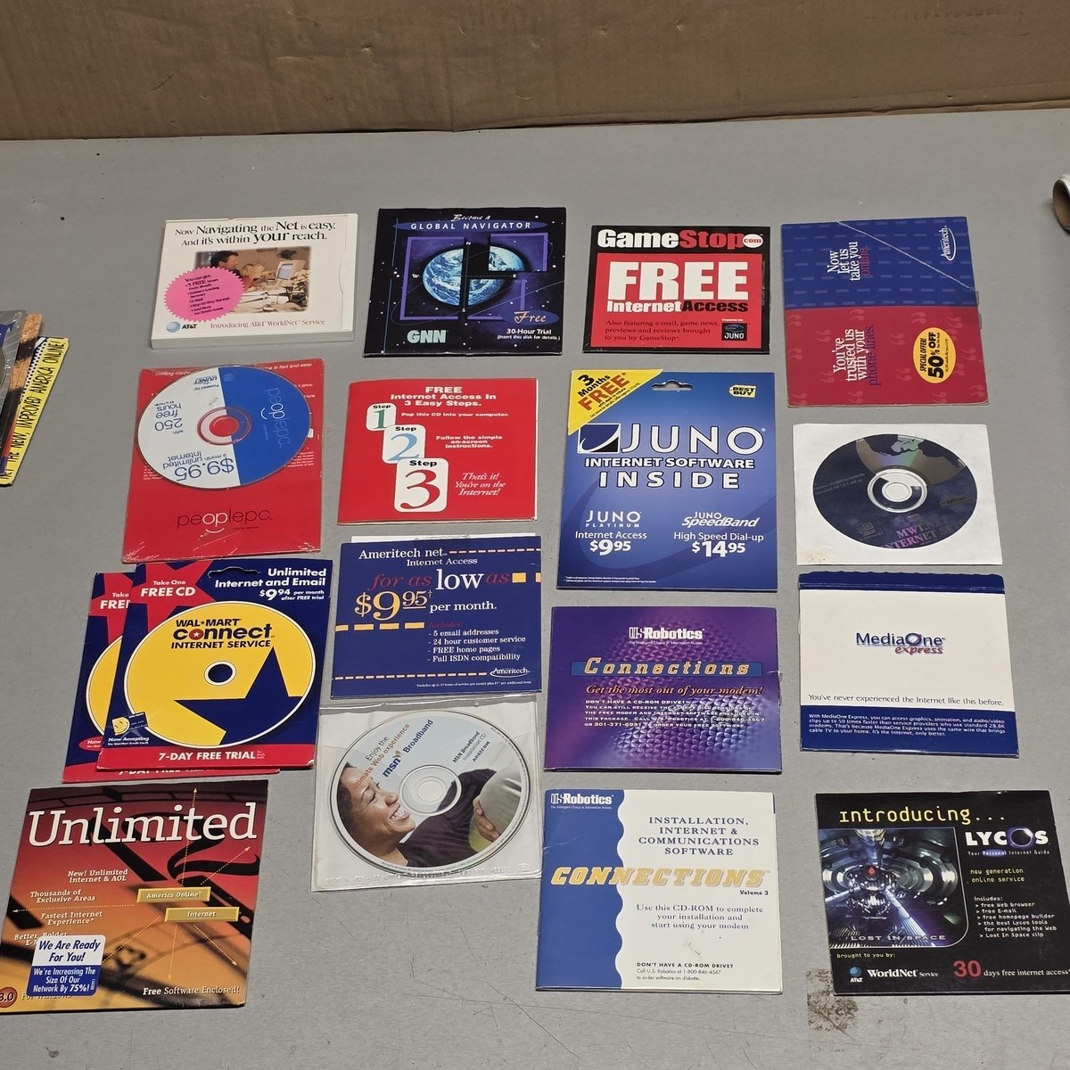 Vintage 90s Internet CD ROM Lot AOL Juno AT&T GameStop ISP Dial Up