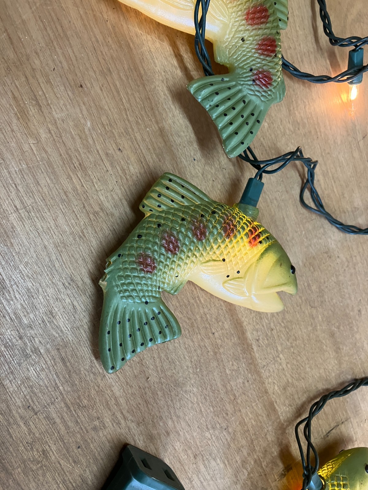 Vintage Blow Mold Hanging Light Bass Fishing Party 10ft String Indoor Outdoor