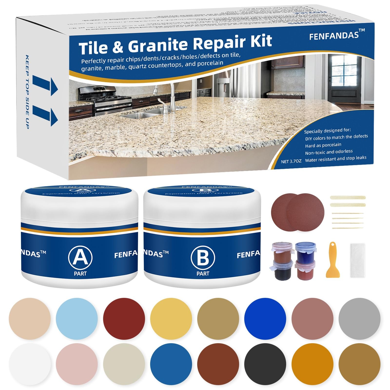 FENFANDAS Tile and Granite Repair Kit, Marble Porcelain Stone White