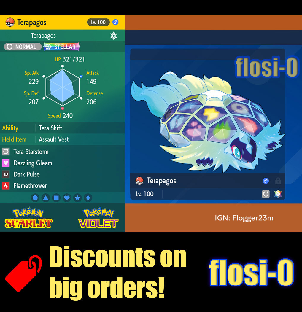 6IV Terapagos Terastal Stellar Form Pokemon Scarlet and Violet