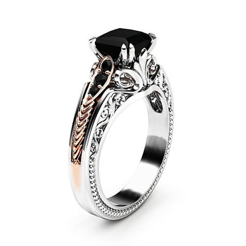 Fashion Cubic Zircon 925 Silver Plated Ring Women's Wedding Jewelry Sz 6-10