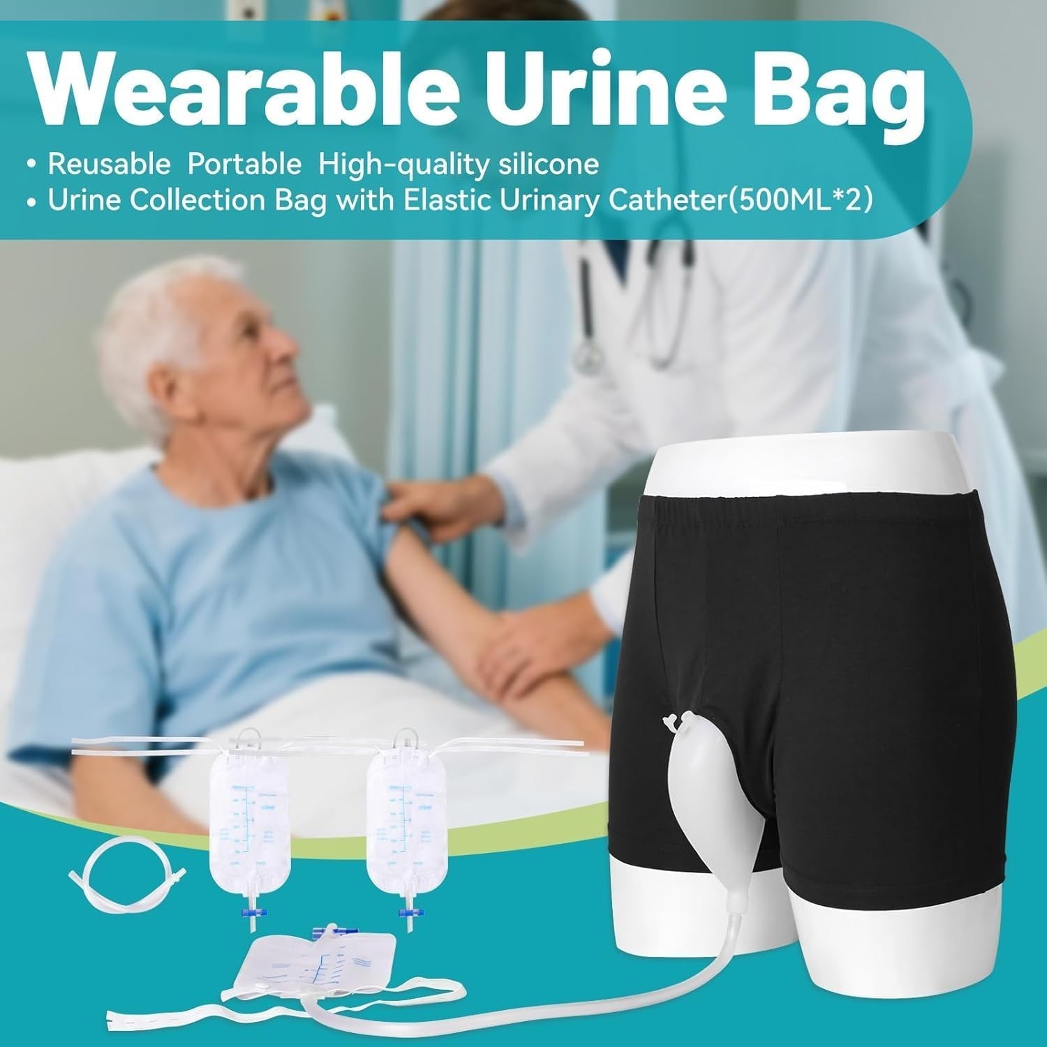 Wearable Urine Bag Male Urinal Bag Incontinence Pants for Men