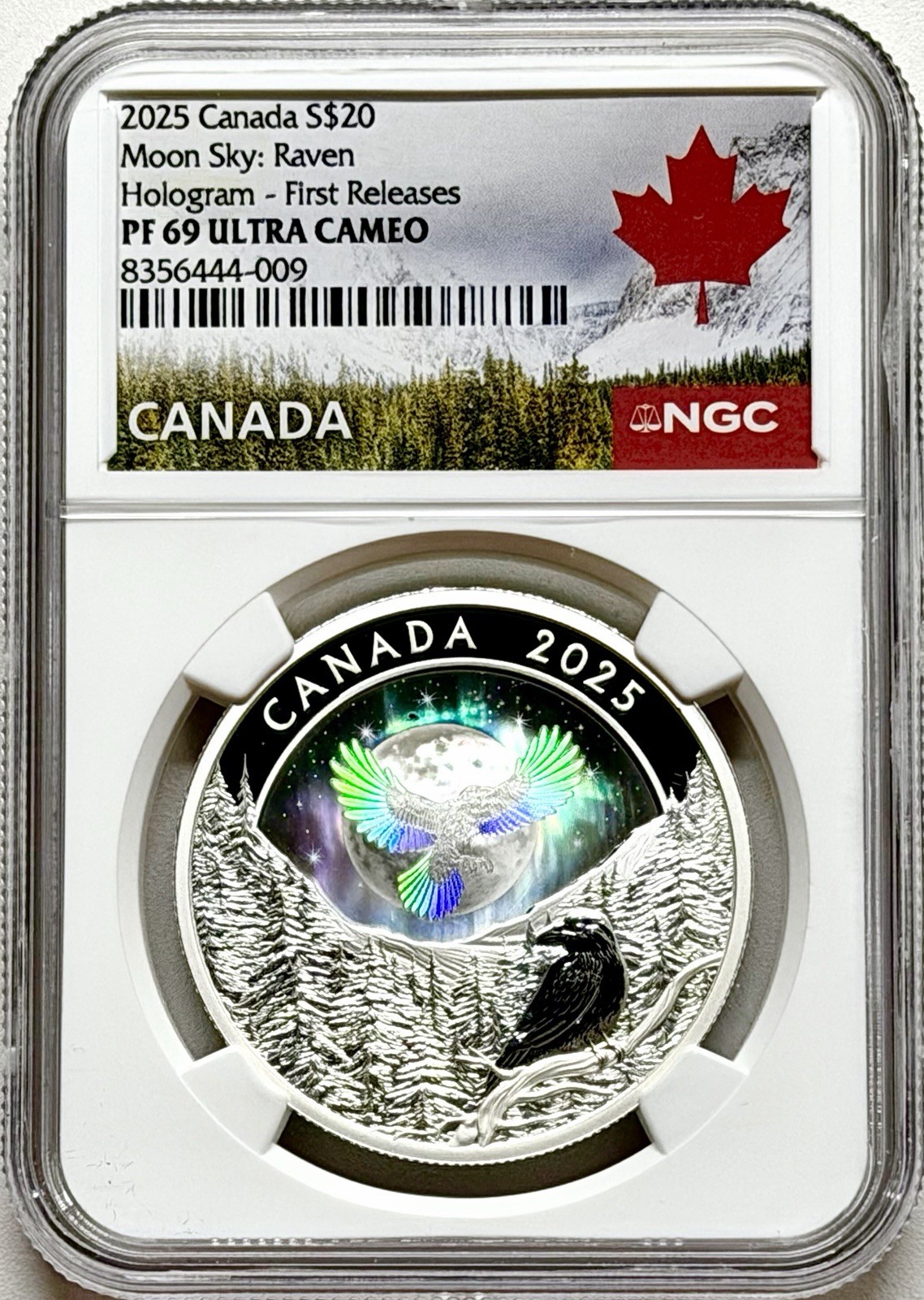 2025 CANADA MOON SKY RAVEN $20 SILVER HOLOGRAPHIC PROOF NGC PF69 FR POP=17