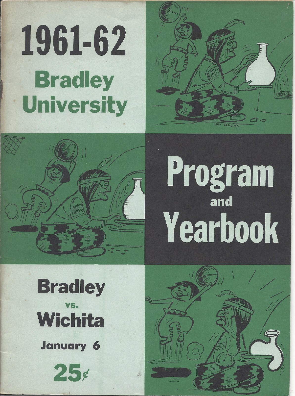1962 1/6 basketball program Wichita State Shockers v Bradley Braves Chet Walker