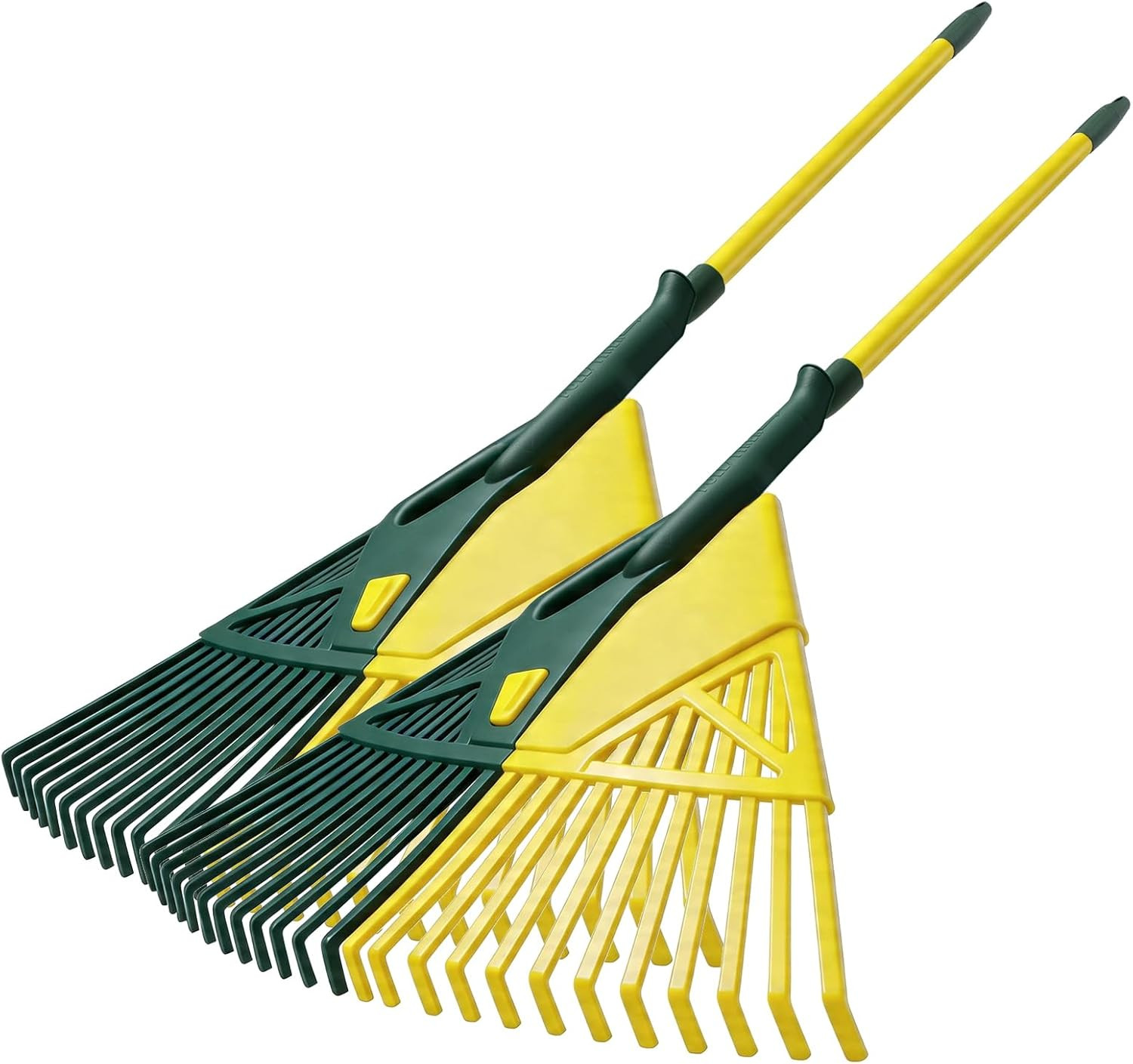 2-Pack Adjustable Garden Rake 71” Long with 26-Inch Wide Poly Leaf Rake Detachab