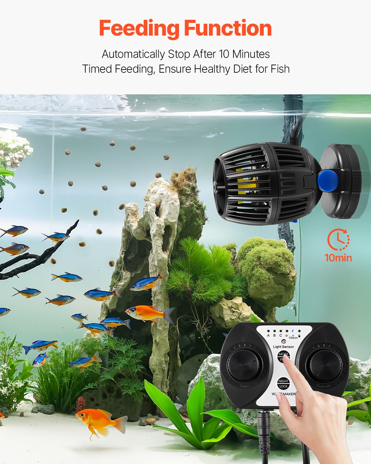 VEVOR Aquarium Wave Maker with Controller 40WDC 24V Powerhead with Magnetic Base