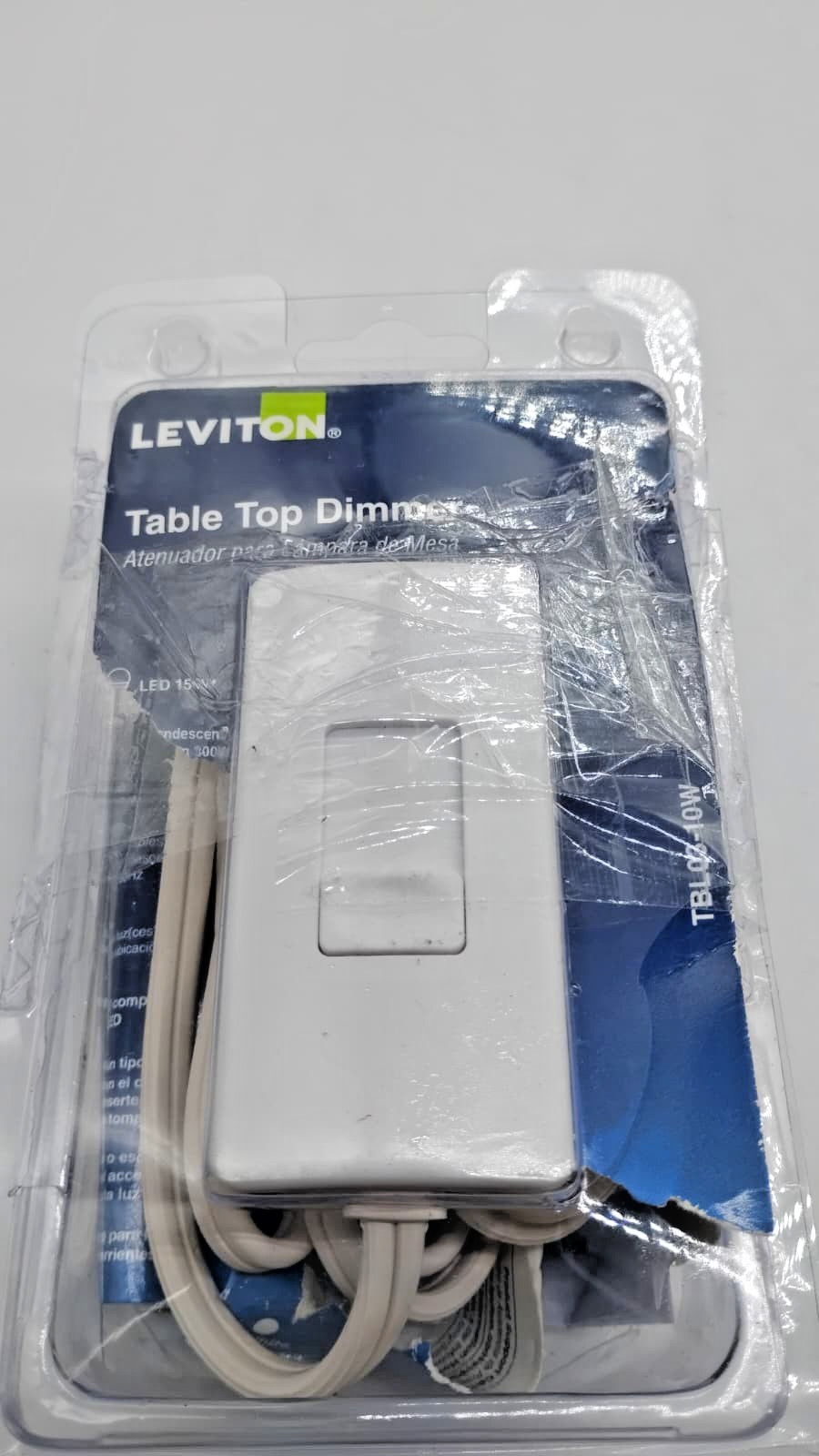 Leviton TBL03-10W Plug-In Lamp Dimmer for Dimmable LED Bulbs White