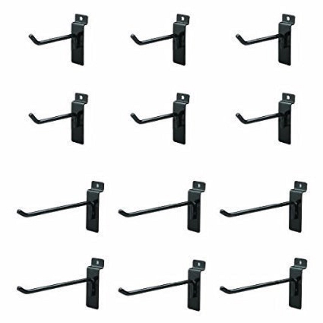 Only Hangers 40 New Slatwall Metal Hook Bundle 4" & 6" -20 Each- Black