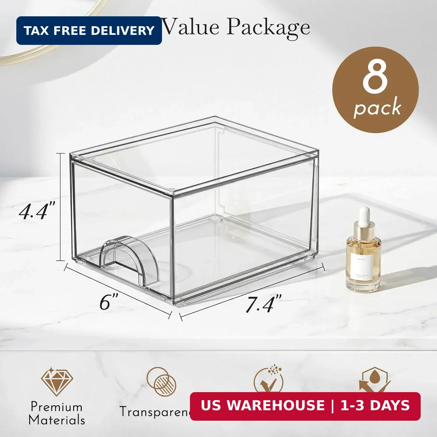 8 Pack Small Clear Stackable Acrylic Storage Boxes for Art Tool & Sketch, Storag