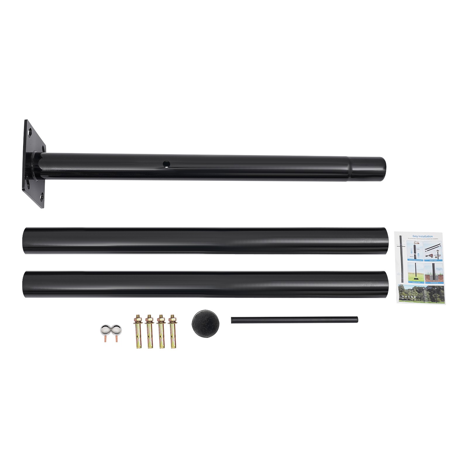 3m/9.84ft Split Street Light Pole, Outdoor Lamp Post, Black Pathway Lamp Post